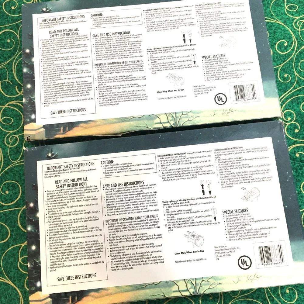 CLEAR MINI STRING LIGHTS 100 Ct - Set of Two Boxes - Indoor Outdoors NWT NOS *